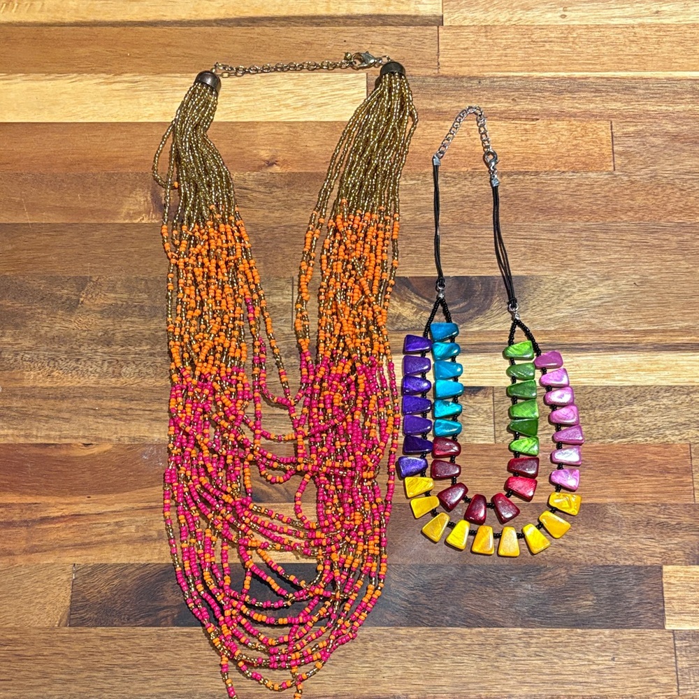 Bundle of Colorful Beaded Necklaces